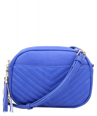 Veronica Double Zipper V Pattern Crossbody WU121 ROYAL BLUE